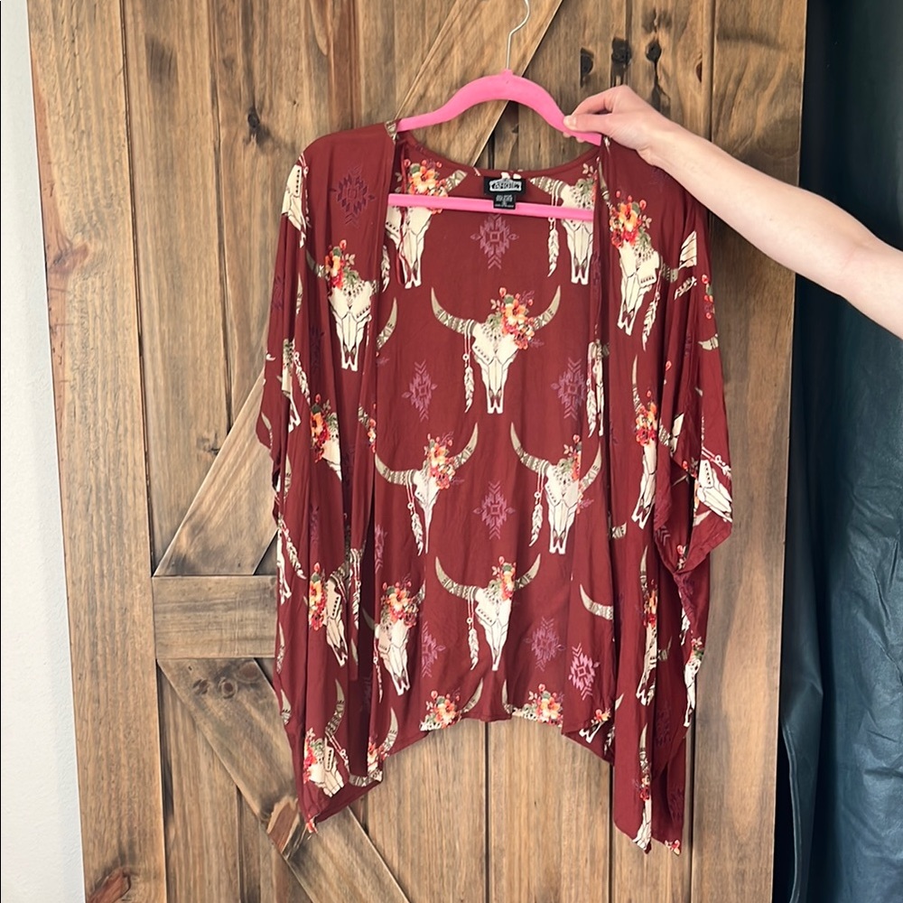Red Bull Skull Kimono Cardigan